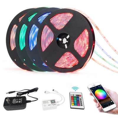 5050RGB Led Strip Phone Tiras Adheribles De Luces Led strip Waterproof Work with google Music Led Strip Wireless 5M IP65